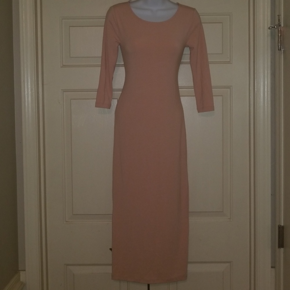 Forever 21 Apricot Pale Pink Blush Midi  Dress